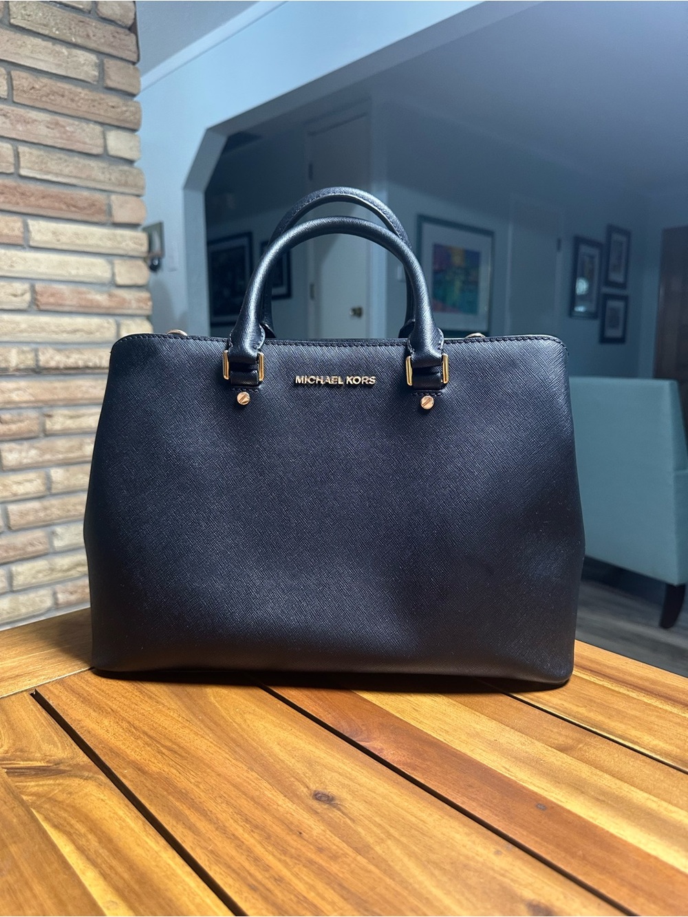 Michael Kors Large Black Saffiano Leather Satchel Bag